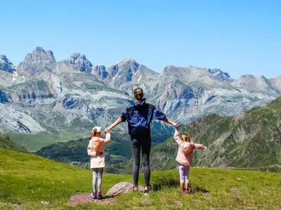 a man and two children standing on top of a mountain at Pet-Friendly Home w Garden in Quillan