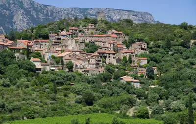 a village on the side of a mountain at Nice Home In Saint-Laurent-De-La-Ca in Saint-Laurent-de-la-Cabrerisse