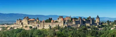 a castle on top of a hill with trees at Comme une évidence in Carcassonne