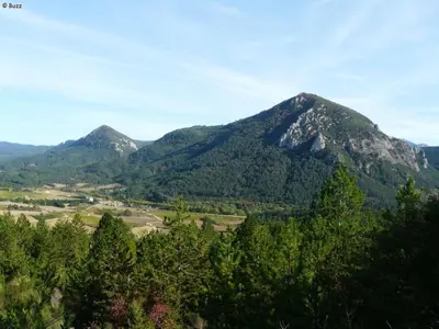 a group of mountains with trees in the foreground at Le Petit Coeur de Cassaignes in Cassaignes