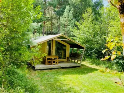 a gazebo in the middle of a forest at Bungalow 3 Pièces avec Terrasse - API-1-52-888 in Camon