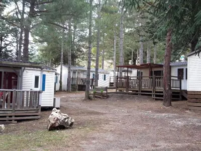 a group of mobile homes in the woods at Mobil-home avec Terrasse pour 4 pers. - API-1-52-1601 in Sournia
