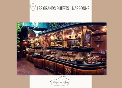 a restaurant with a counter with food on it at Apartment Jeanne in Carcassonne
