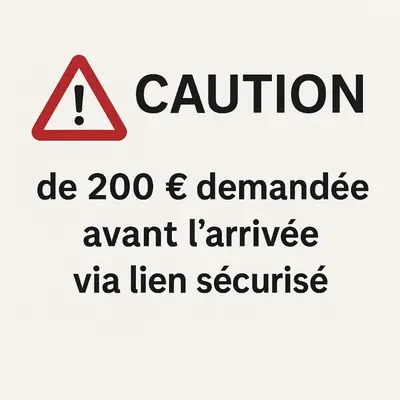a sign that reads caution be and endangerant furniture vahen sequence at Charmant Studio Baignoire in Narbonne